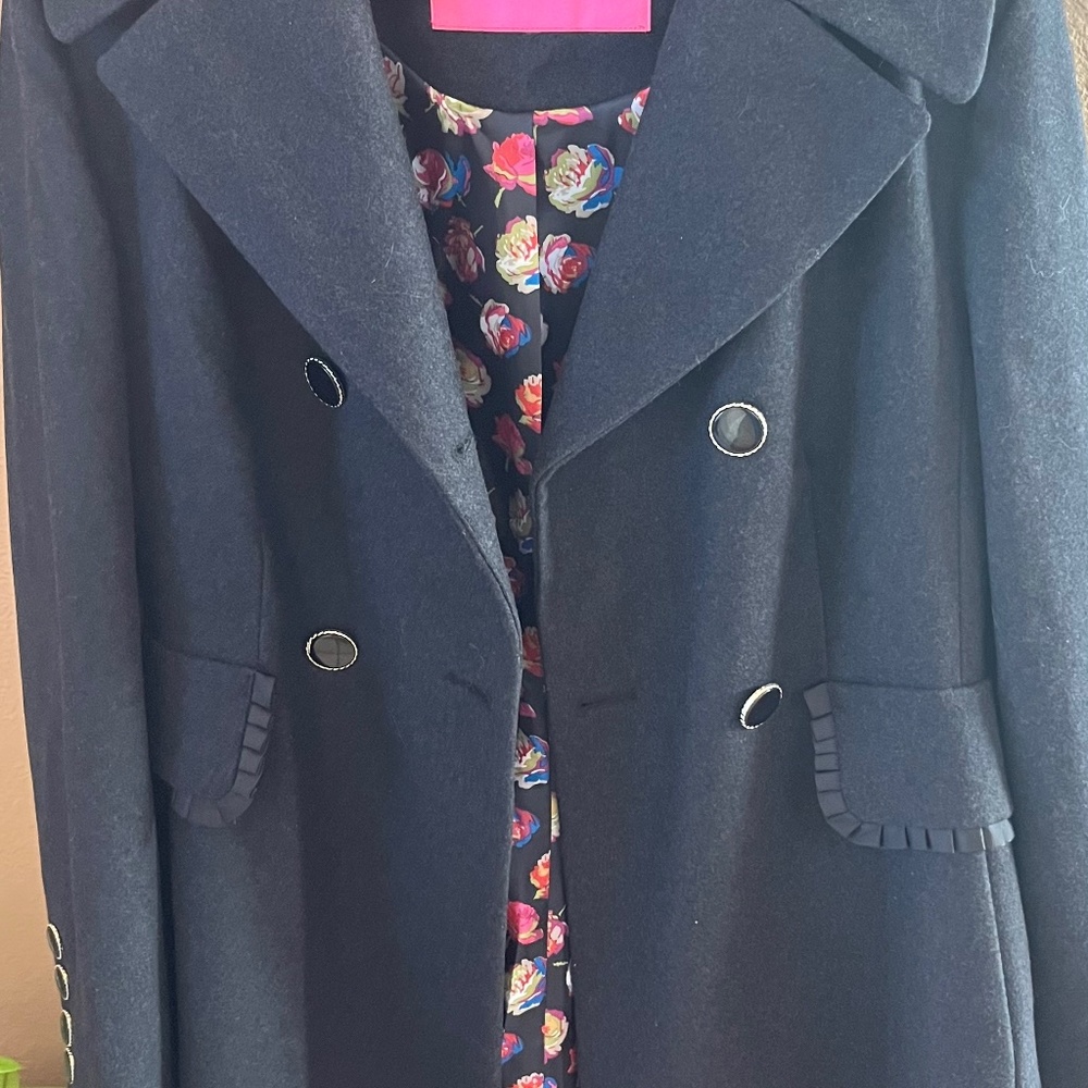 Betsy Johnson XL long black coat